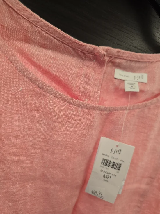 J Jill, Coral Linen Shift Dress with Button Accents - Picture 4 of 8